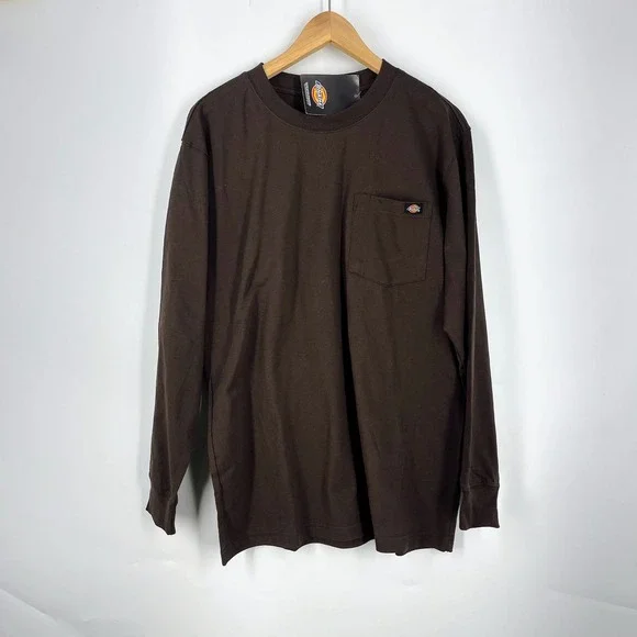 Dickies Mens 2 Pack Long Sleeve Pocket T-Shirt WL450 Brown Gray Medium NWT - Picture 8 of 13